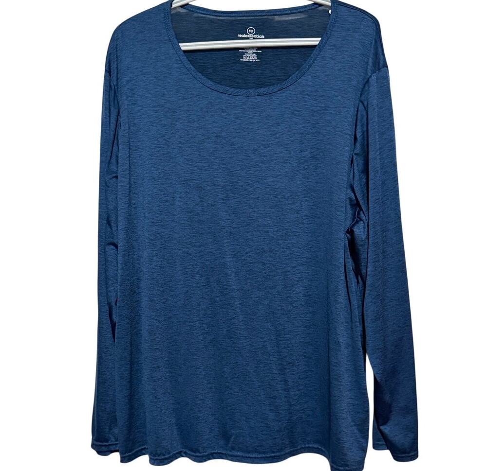 Real Essentials Men's Blue Heather Long Sleeve T-Shirt Size 3X